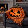 thumbnail image 5 of Shaped Giant Pumpkin Throw Blanket, Creative Orange Soft Flannel Fleece Novelty Decor, Cute Halloween Holiday Home Blanket for Couch Sofa Bed, 60x60in, 5 of 8