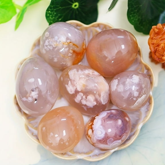 Cherry Blossom Agate Stones, Decorative Landscaping Rocks for Indoor Fountains, Potted Plants, Pond Edging, Aquarium Decor,0.22lbs/100g