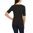 thumbnail image 2 of Ellen Tracy Womens V-Neck Elbow Sleeve Top (Black, Small), 2 of 3