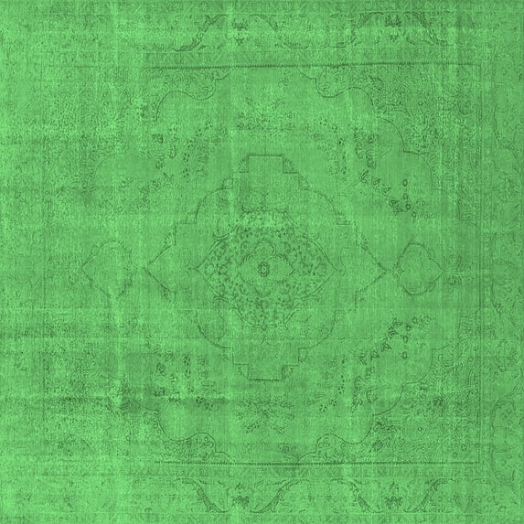 Ahgly Company Indoor Square Oriental Emerald Green Industrial Area Rugs, 8' Square