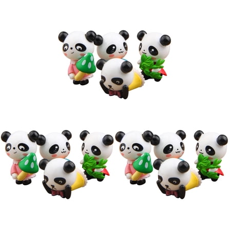 Set of 3 Mini House Miniature Jungle Animals Figures Panda Toys