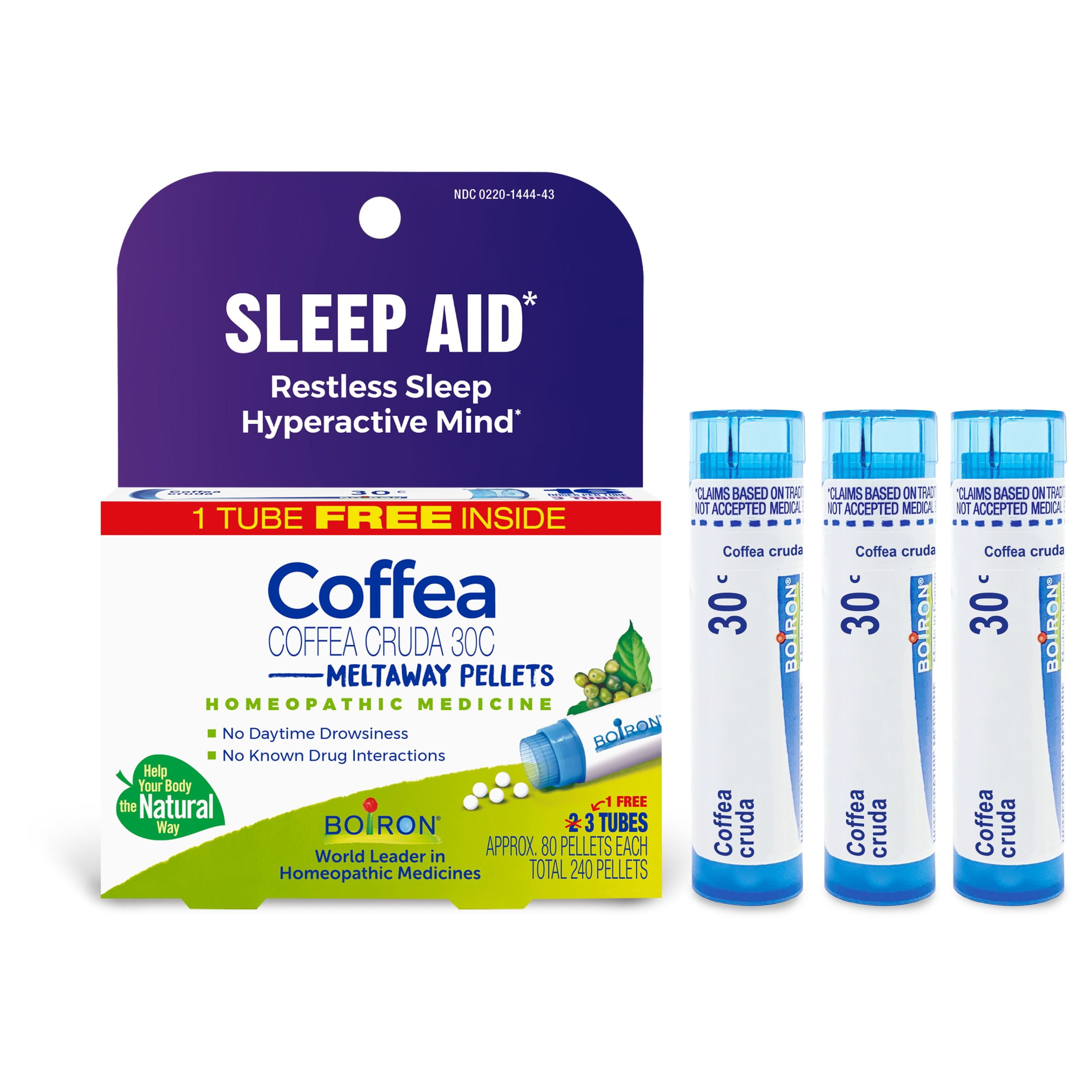 Boiron Coffea Cruda 30C Bonus Pack, Homeopathic Medicine for Restless Sleep, Hyperactive Mind, 240 Pellets