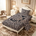 thumbnail image 2 of meiyoeat Leopard Print Bow Letter J Twin Sheet Sets, Women Teens, Brown Animal Print Bedding, 3 Pieces, 1 Flat Sheet, 1 Fitted Sheet and 1 Pillowcase, 2 of 6