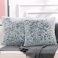 thumbnail image 4 of Luxury Soft Faux Fur Fleece Cushion Cover Pillowcase Decorative Throw Pillows Covers. No Pillow Insert. 18" x 18" Inch. Grey Ombre. 2 Pack, 4 of 5