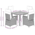 thumbnail image 4 of vidaXL 5 Piece Garden Dining Set with Cushions Grey Poly Rattan, 4 of 5