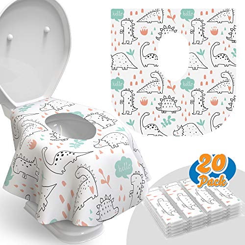 20 pcs Portable Shields of Travel Toilet Seat Covers with Sticky Pads Disposable Toilet Seat Covers Extra Large Soft and Waterproof Potty Seat Cover for Potty Training Toddler Kids and Adults 