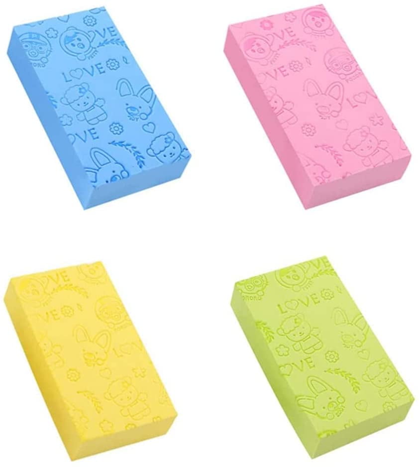 Nogis Exfoliating Bath Sponge, Spa Scrub Exfoliating, Bath Body Shower Sponge, Dead Skin Sponge Remover for Adult, Baby, Pregnant Women, 4 pcs Random Colors