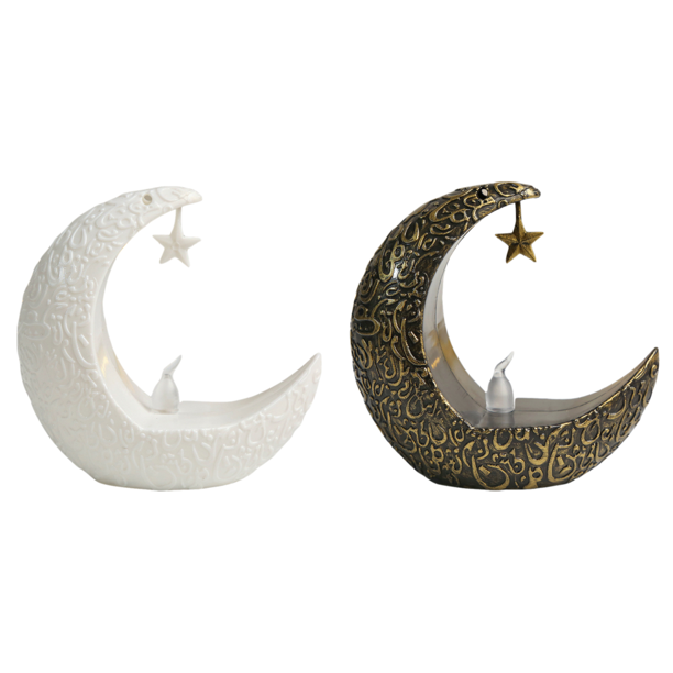 Vela Luna Ramadán Linterna LED Eid Mubarak Dormitorio Decoración Del Hogar Blanco