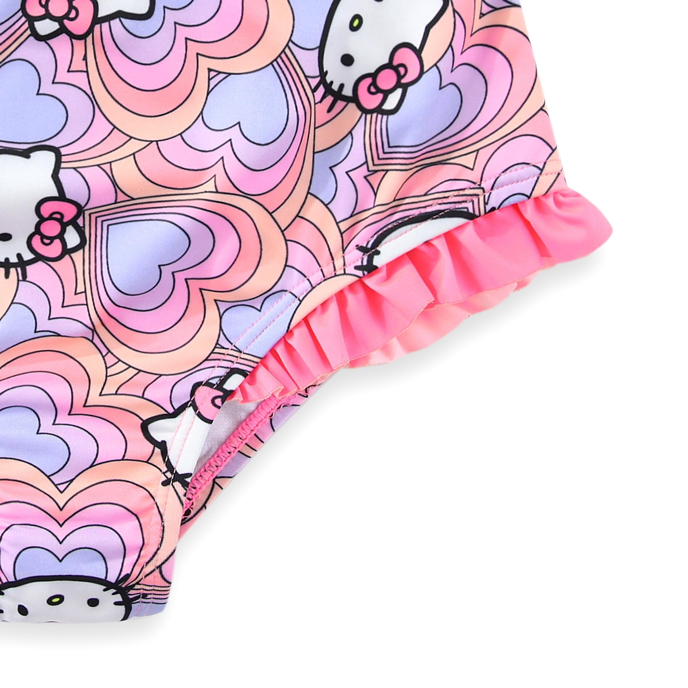 Hello Kitty Sanrio UPF 50+ Bathing Suit Tankini and Bikini Bottom Swimsuit Set (Girls), Sizes 4-6X