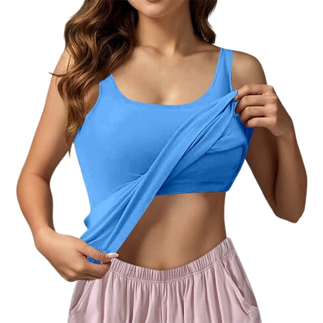 Camiseta sin costuras tipo bralette para mujer: copas incorporadas, diseño sin costuras, ligera para el uso diario.