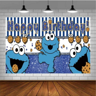 Cookie Monster Banner Poster Wall Decor Birthday Backdrop Background Party Supplies Taspestry