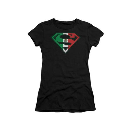 UPC 724752052963 product image for Superman DC Comics Superhero Mexican Flag S Shield Logo Juniors Sheer T-Shirt | upcitemdb.com