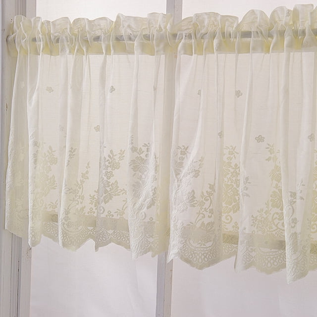 Lace Cafe Kitchen Ruffle Window Drape voile curtains Window drape Valance Semi treatment Semi Transparent Voile Curtains Window Treatment