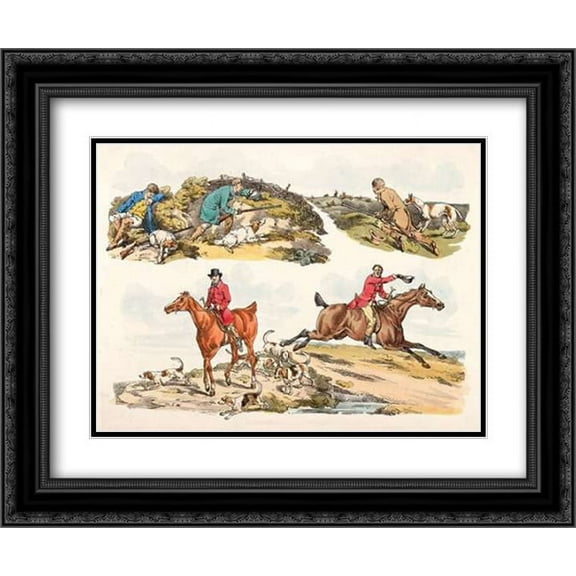 Hare Hunting, 1817 2x Matted 24x20 Black Ornate Framed Art Print by Alken, Henry Thomas