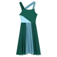thumbnail image 5 of RUNQHUI Women's Color Block Sleeveless Lyrical Modern Contemporary Leotard Dress Ballroom Dancing Costume Green XL, 5 of 7