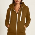 thumbnail image 6 of Zysthvn Fall Womens Hoodies Drawstring Full Zip Fleece Casual Women Sweatshirt Warm Long Sleeve with Pockets Solid Lightweight Tops, 6 of 6