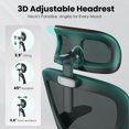 thumbnail image 4 of Ergonomic Office Chair, Home Office Desk Chair with Headrest, High Back Computer Chair with Armrests and Adjustable Lumbar Support for Home Office Study Room, White & Khaki, 4 of 10
