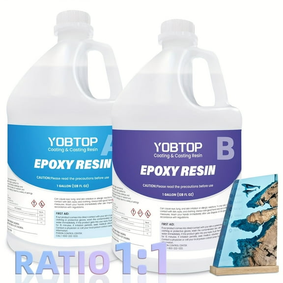 Epoxy Resin 2 Gallon Kit,Crystal Clear Epoxy Resin,Not Yellowing,Bubble Free,Food Safe Resin & Fast Curing Resin for Coating, Casting, Table Top,Countertop, Wood,Jewelry,DIY, Tumblers,Art