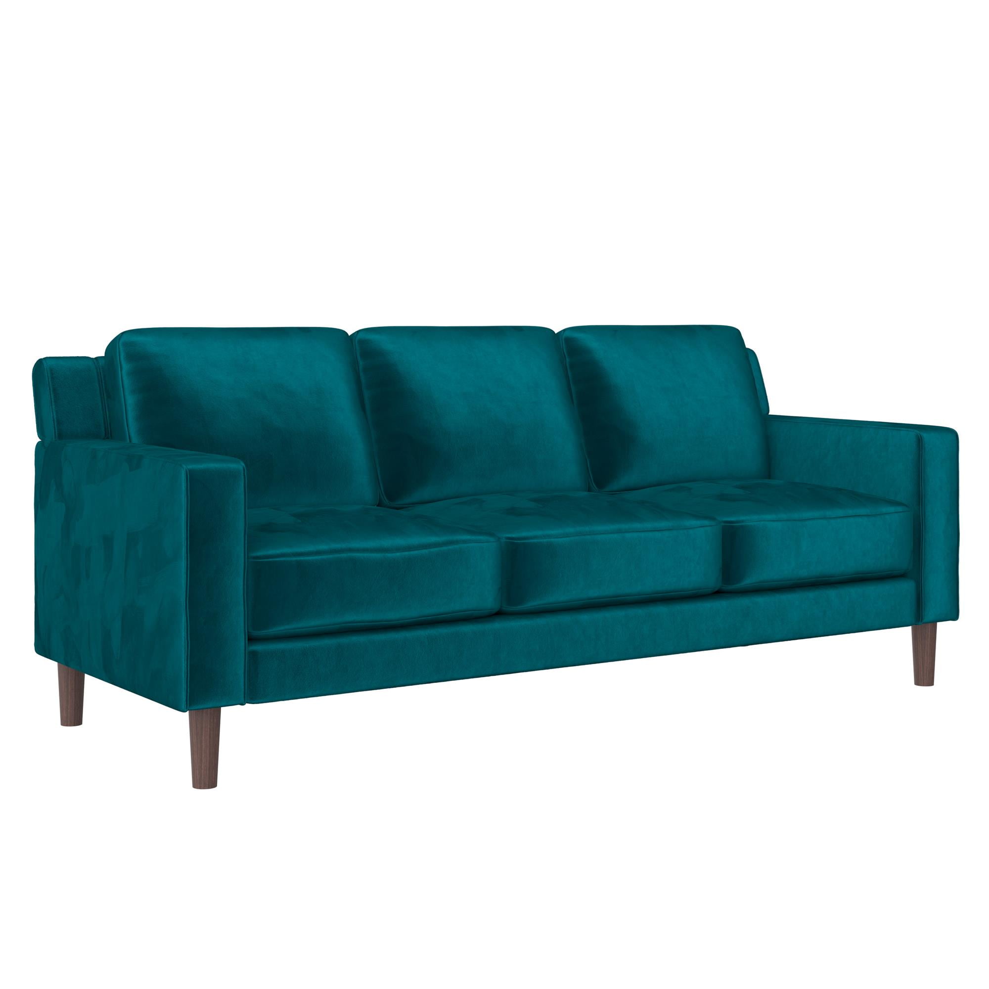 DHP Bryanna 3 Seater Sofa , Green Velvet