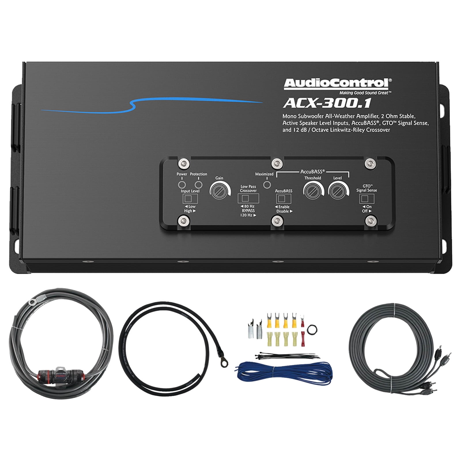 AudioControl LC-1.800 Monoblock 800W RMS Subwoofer Amplifier with AccuBASS Loud Music Lovers Bundle with ACR-1 Dash Remote Unlock Maximum Bass Performance with Factory and Aftermarket Stereos. 