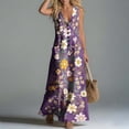 thumbnail image 5 of fheaev Womens Summer Maxi Dress Tank Sleeveless V Neck Button Down Casual Floral Loose Beach Vacation Sundress with Pockets Multicolor M, 5 of 7