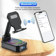 Wireless Bluetooth 5.4 speaker, 4-in-1 Cell Phone Stand with Bluetooth Speaker, RGB Lights Non-Slip Base 3000mAh Battery, Compatible with Iphone/Android/Ipad, Gifts for Men Women