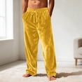thumbnail image 2 of Men's Velvet Plush Warm Pajama Pants Fluffy Soft Sleepwear Solid Color Homewear Yellow XL, 2 of 8