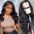 thumbnail image 1 of Yanonmyfd Straight Lace Front Wigs Human Hair 180% Density 13x4 HD Transparent Glueless Lace Frontal Human Hair Wigs for Women Pre Plucked Perruque Femme Humain Naturel (18in, Natural Black), 1 of 28
