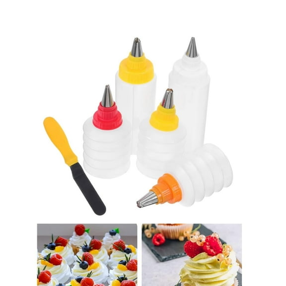 Cake Decorating Tool Set,QZS Squeeze Bottles for Cookie,Durable Cookie Icing Supply,6Pack Squeeze Baking Accessory for Cake Decorating