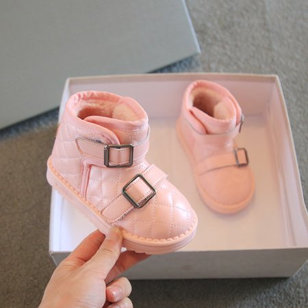 

Girls‘ Snow Boots Winter New Korean Style Boys‘ Warm Cotton Thick Velvet Cotton Shoes Waterproof Ankle Boots