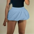 thumbnail image 2 of Yuncity Women Skirts Solid Color High Waist Elastic Mini Puff Summer Breathable Stretchy Comfortable Outdoor Daily Wear Women's Skirts Size L Blue, 2 of 4