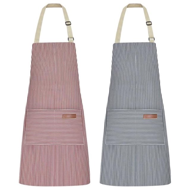 Delantal de cocina de 2 piezas con babero ajustable, delantal de chef suave con bolsillos dobles para hombres y mujeres