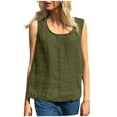 thumbnail image 2 of Homenesgenics Tank Tops for Women under $5 Women Summer Large Size Leeveless Tops Casual Solid Color Loose Blouse Green XXXXL, 2 of 5