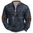 thumbnail image 2 of Tawop Mens Casual Shirts Crew Neck Long Sleeve Graphic Quarter Zip Blue L, 2 of 3
