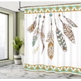thumbnail image 5 of Ambesonne Mystic Shower Curtain, Boho Style Feather Old, 69"Wx70"L, Brown and Mint, 5 of 5