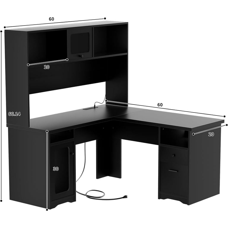 60 inch l shaped desk with hutch deals