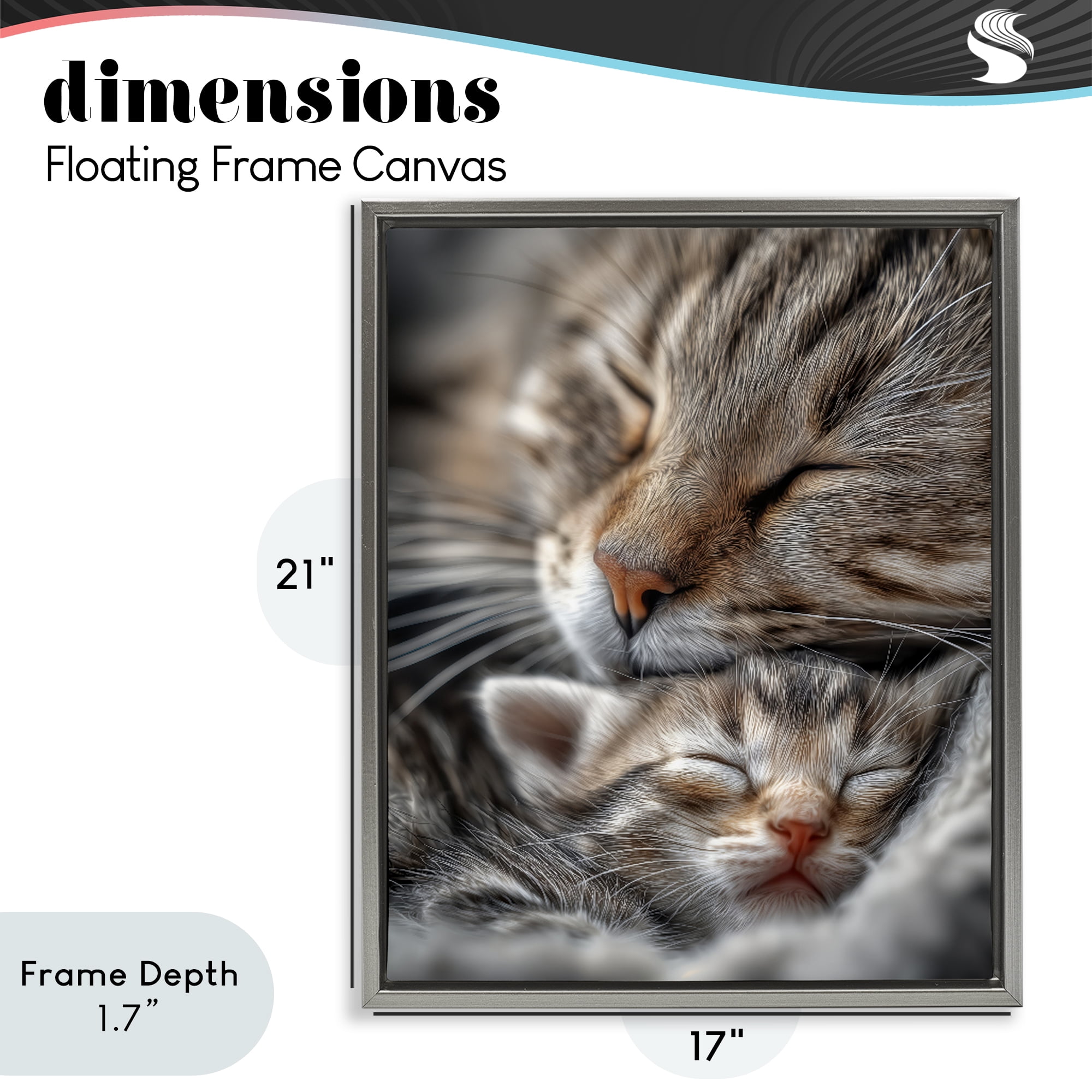 Stupell Industries Kitty Love Cuddles Gray Framed Floater Canvas Wall Art, design by Scott Stulberg