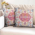thumbnail image 2 of Boho Pink Throw Pillow Covers 18x18 inch Set of 2, Vintage Coral Floral Persian Carpet Double Sided Pattern Soft Plush Cushion Cover for Couch Sofa Bed Decorative, Only Pillowcase (No Insert), 2 of 6