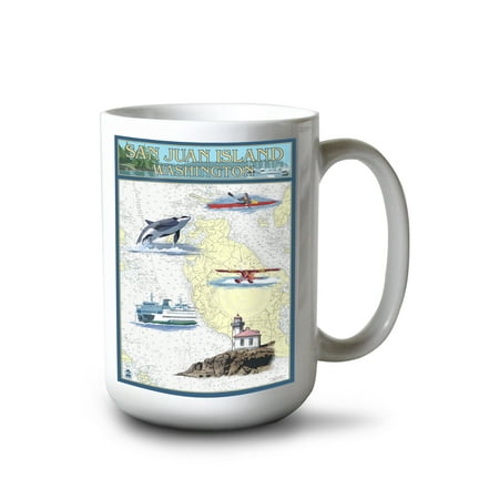 

15 fl oz Ceramic Mug San Juan Island Washington Nautical Chart Dishwasher & Microwave Safe
