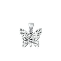 Sterling Silver Butterfly Pendant High Polished Charm .925 New Jewelry Female Unisex