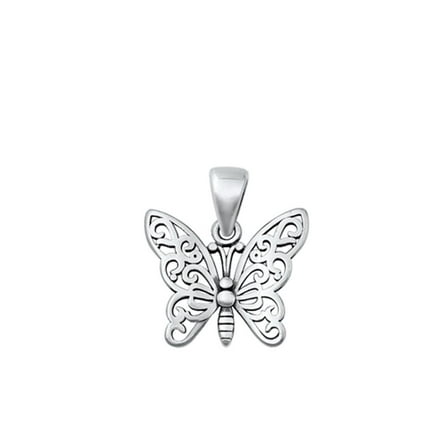 Sterling Silver Butterfly Pendant High Polished Charm .925 New Jewelry Female Unisex
