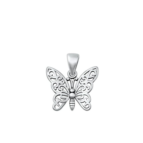 Sterling Silver Butterfly Pendant High Polished Charm .925 New Jewelry Female Unisex