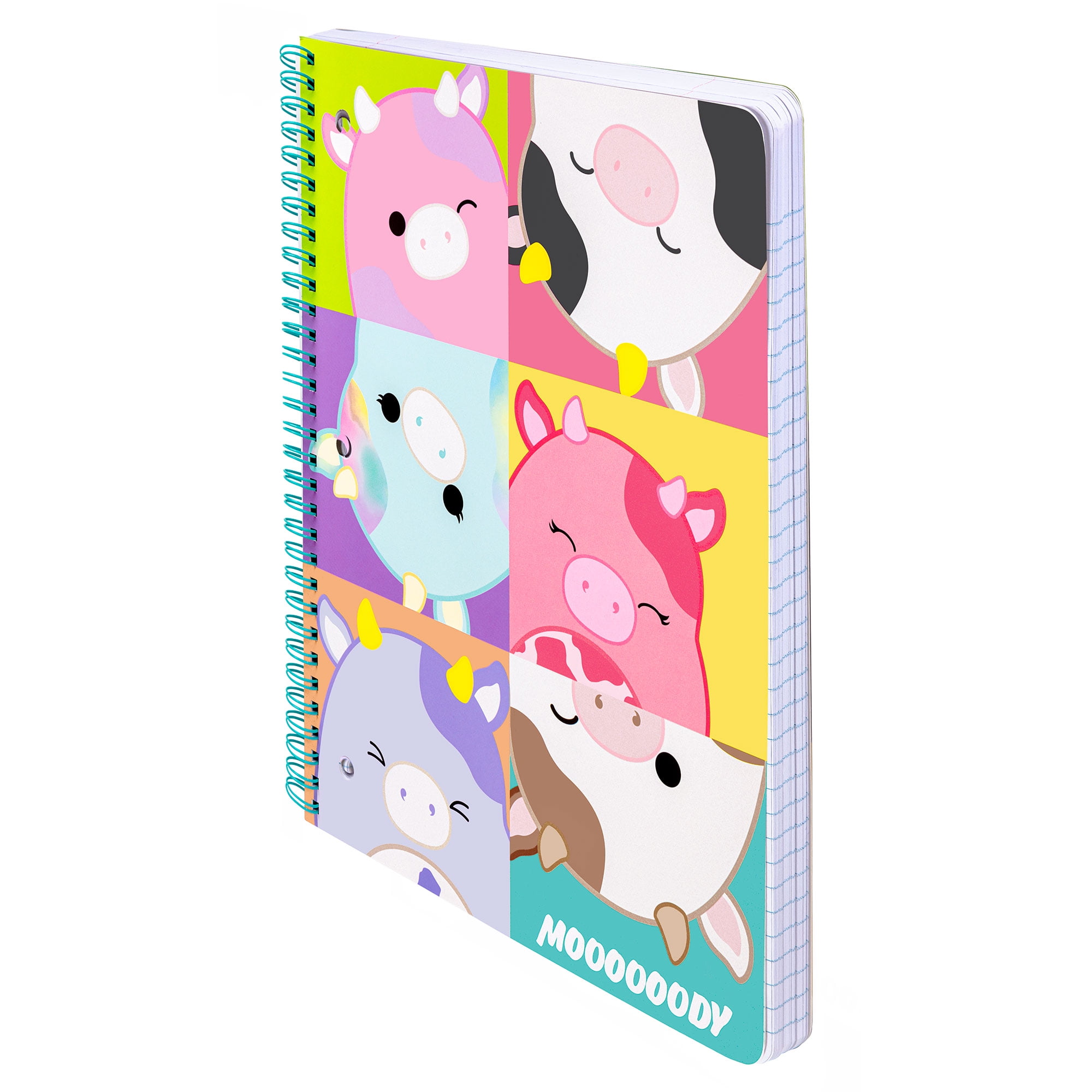 (2 pack) Squishmallows Multi Squishmallows Cows College Ruled Spiral Notebook, 80 Sheets, Multi Color