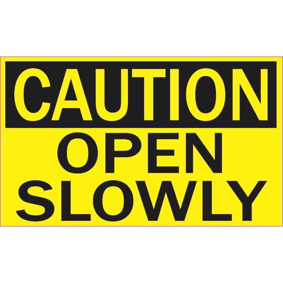 5in x 3in Caution Open Slowly Sticker Vinyl Door Sign Business Decals