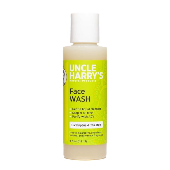 Uncle Harry's Acne Face Wash with Bentonite Clay & Tea Tree Oil | pH-Balanced & Soap-Free Pore Cleanser | Gentle Facial Cleanser for Oily Skin, Sensitive Skin, and Combination Skin (4 oz)