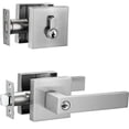 thumbnail image 1 of Berlin Modisch Contemporary Square Entry Lever Door Handle and Single Cylinder Deadbolt Locking Lever Handle Set [Front Door or Office] Right & Left, 1 of 5