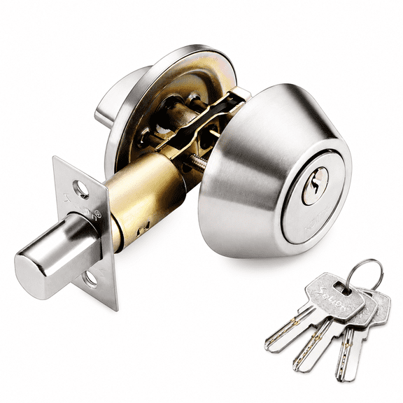Nickel-Plated Entry Door Knob & Single-Cylinder Deadbolt Combo Set, Keyed Alike Security Front Door Lock, Heavy Duty Exterior Door Hardware for Home Entrance
