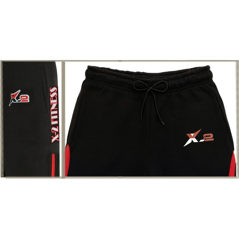 X-2 Men Tracksuits 2 Pieces Set Jogging Athletic Sports Set Stripe Black  Size XXL