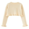 thumbnail image 4 of Girls Bolero Cardigan Sweater Toddler Kids Long Sleeve Button Knit Ruffle Shrug Cropped Sweaters Tops (2-3 Years, Beige), 4 of 7