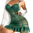 thumbnail image 1 of Gibobby Lencería de encaje Día de San Valentín para mujer Camisón transparente de malla transparente con escote en V profundo para mujer(Verde, CH), 1 of 5